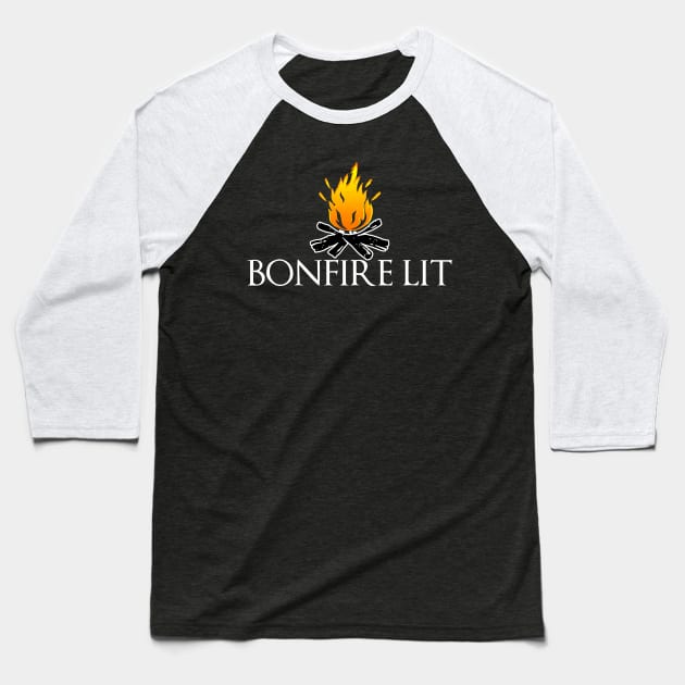 Dark Souls: Bonfire Lit Baseball T-Shirt by artsylab
